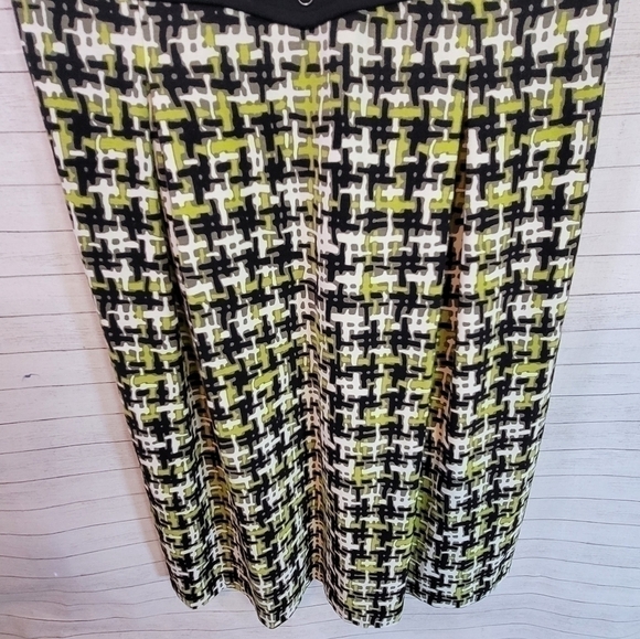 J.McLaughlin Short Sleeve Dress w Lime Green Geo Houndstooth Print, sz Small - Picture 4 of 12